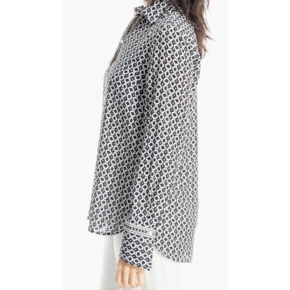 Max Studio Black/White Print Blouse - Size L - NWT - Picture 7 of 7